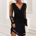 Matilda Lace V-Neck Long Sleeve Mini Dress