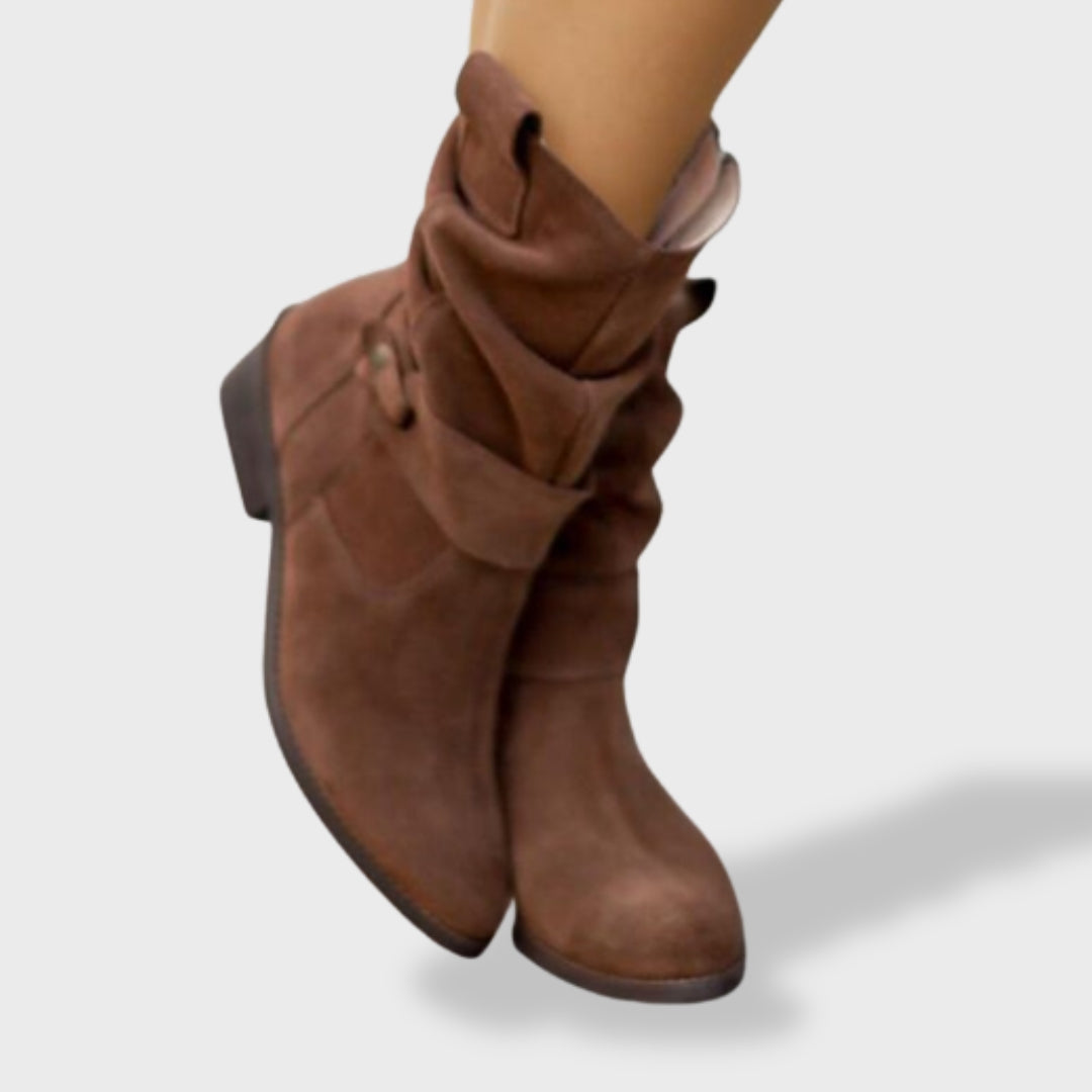 Mia | Round Toe Suede Ankle Boots
