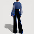 ZAIRA – Elegant Velvet Look Set, Blue