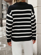 Mia | Chic Cropped Stripe Polo Jumper