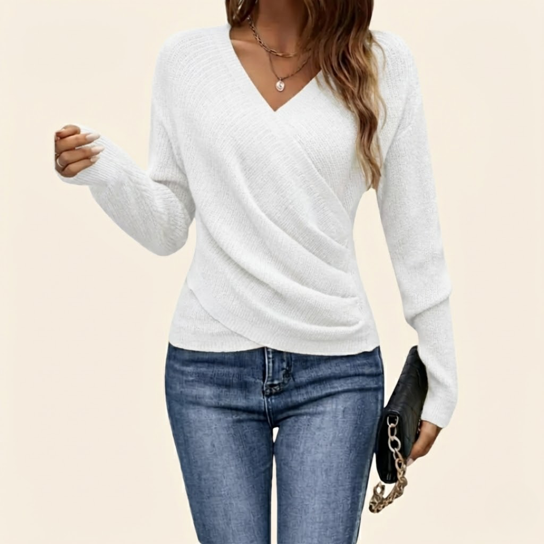 Clarissa Elegant wrap top with V-neckline