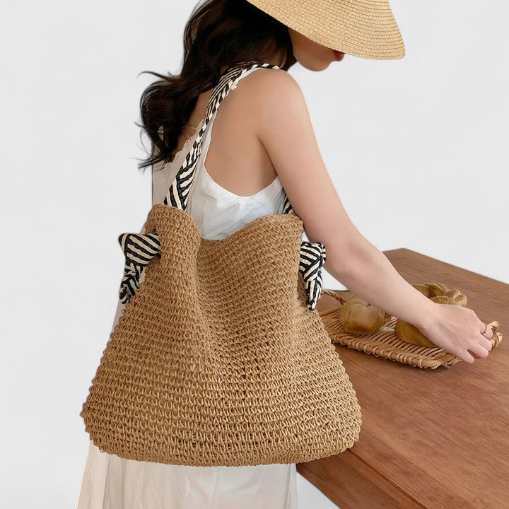 Boho woven shoulder bag tote