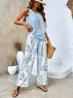 Abigail Two-Piece Set – Sleeveless Blouse, Wide-Leg Pants