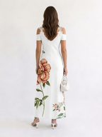Camila | White Floral Off-Shoulder A-Line Maxi Dress