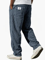 Men's Corduroy Straight Leg Trousers – Elastic Waist