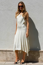 Luna | Halter A-Line Maxi Dress - Asymmetrical Flare & Low Waist