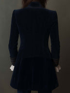 Women's Floral Embroidered Velvet Long Jacket