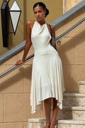 Luna | Halter A-Line Maxi Dress - Asymmetrical Flare & Low Waist