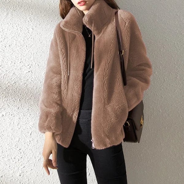 Women's Faux Fur Zip Front Jacket