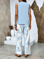 Abigail Two-Piece Set – Sleeveless Blouse, Wide-Leg Pants