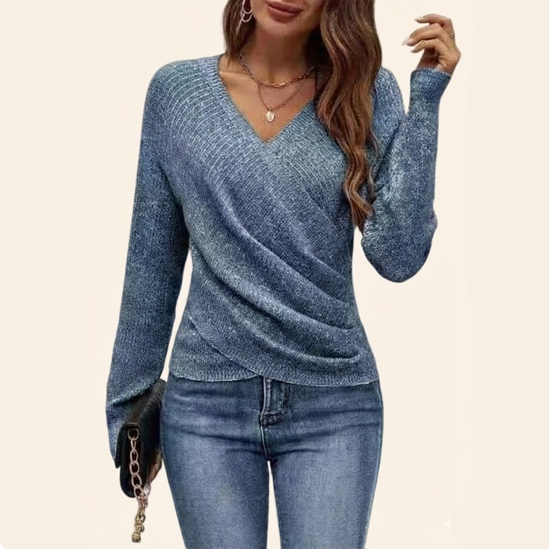 Clarissa Elegant wrap top with V-neckline