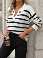 Mia | Chic Cropped Stripe Polo Jumper