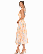 Aurora Watercolour Print Halter Neck Dress