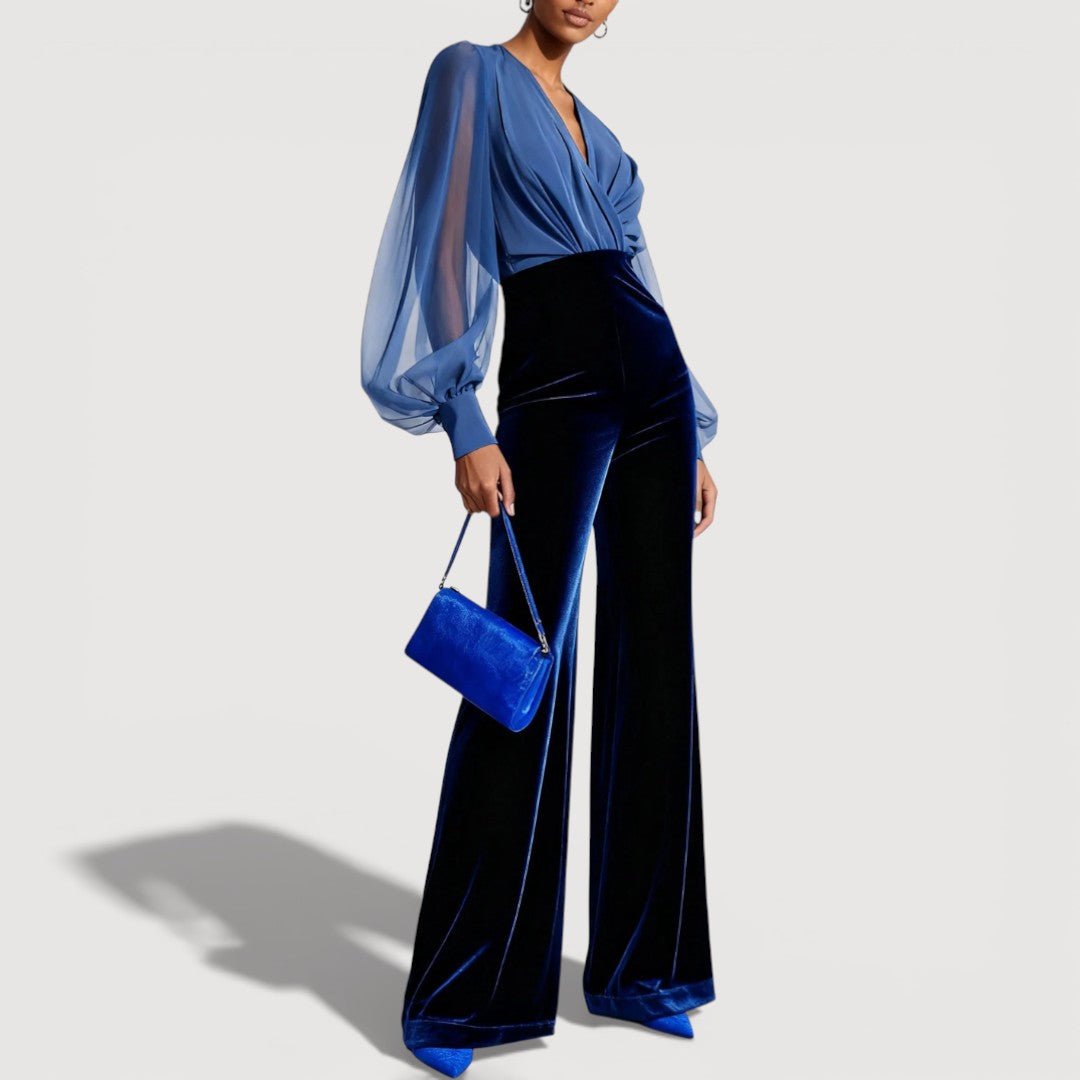 ZAIRA – Elegant Velvet Look Set, Blue