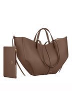 Women's Leather Tote Bag – Sculptural Folded Design