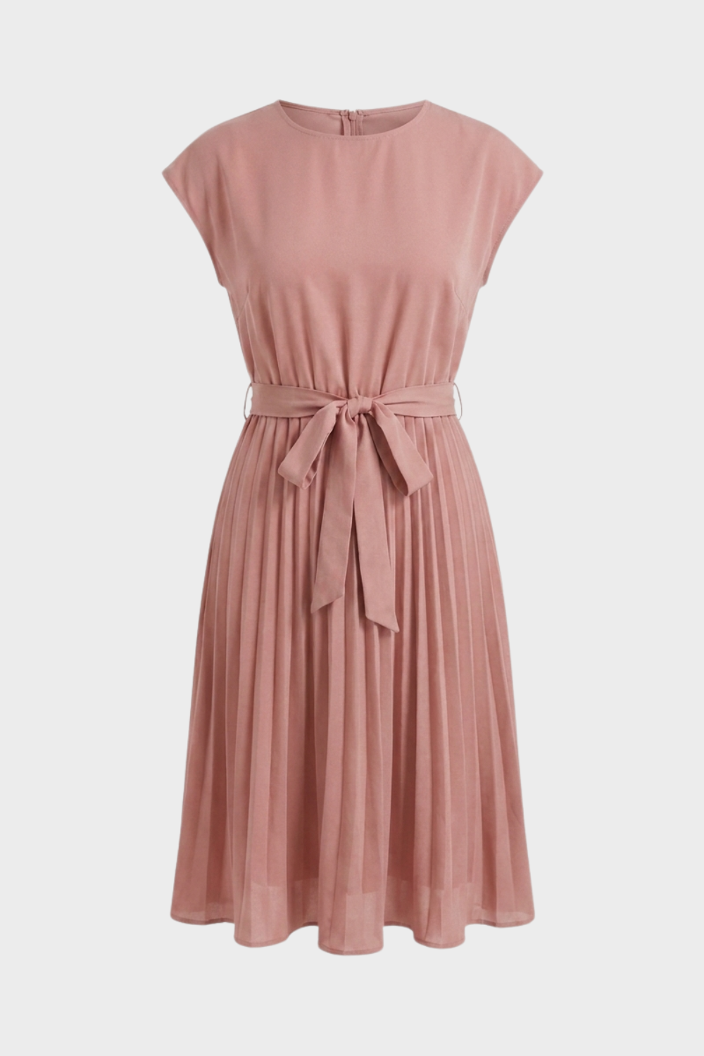 Women's Belted Pleated Midi Dress