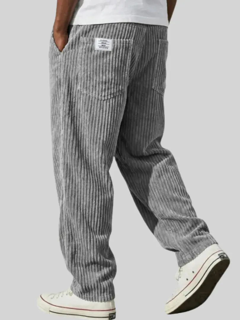 Men's Corduroy Straight Leg Trousers – Elastic Waist