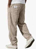 Men's Corduroy Straight Leg Trousers – Elastic Waist