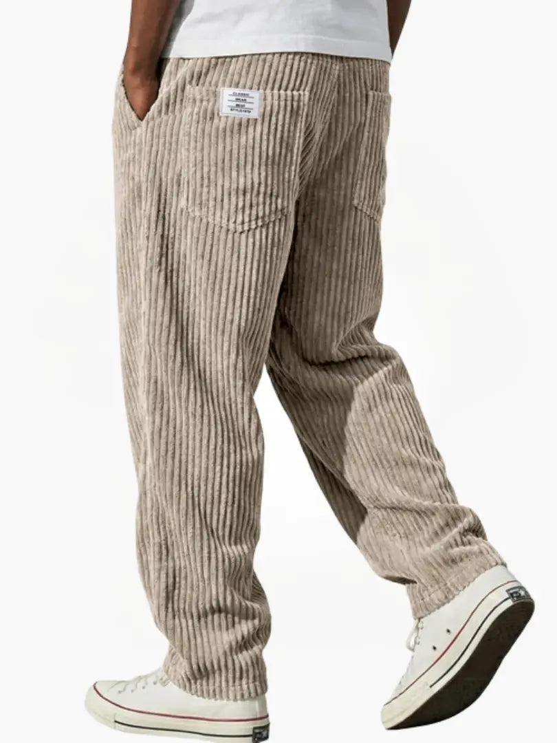 Men's Corduroy Straight Leg Trousers – Elastic Waist