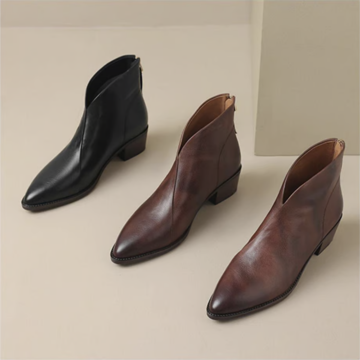 Camille Luxury Ankle Boots with Low Heels