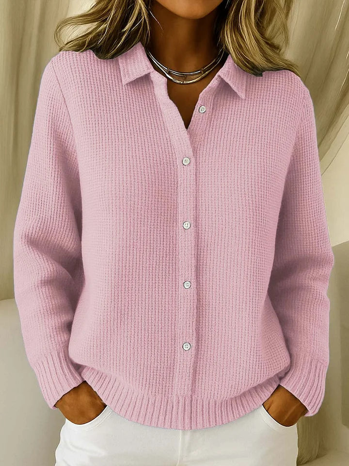 Harlow Collared Ribbed Knit Cardigan