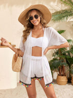 Women's 4-Piece Bikini Set – Cover-Up Shirt, Shorts