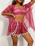 Women's 4-Piece Bikini Set – Cover-Up Shirt, Shorts