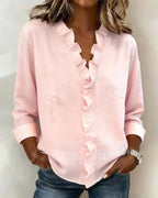Ruffled blouse with a V-neck