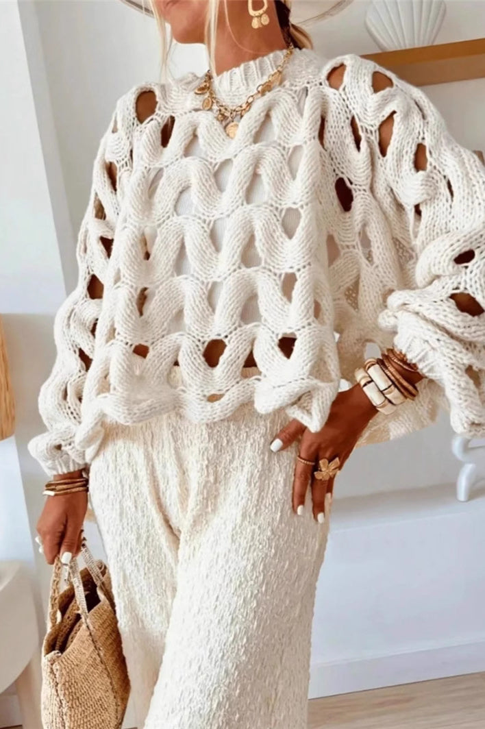 Women's Crochet Jumper – Loose Fit
