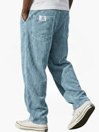 Men's Corduroy Straight Leg Trousers – Elastic Waist