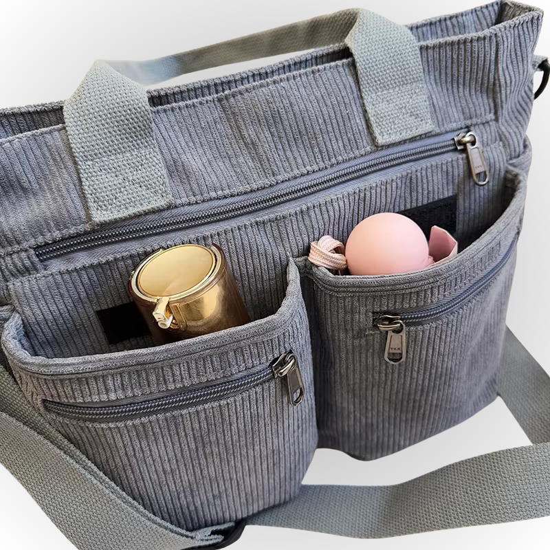 Women's Corduroy Shoulder Tote Bag