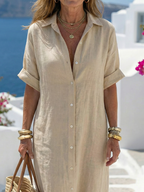 Nara | Chic Relaxed Linen Midi Dress