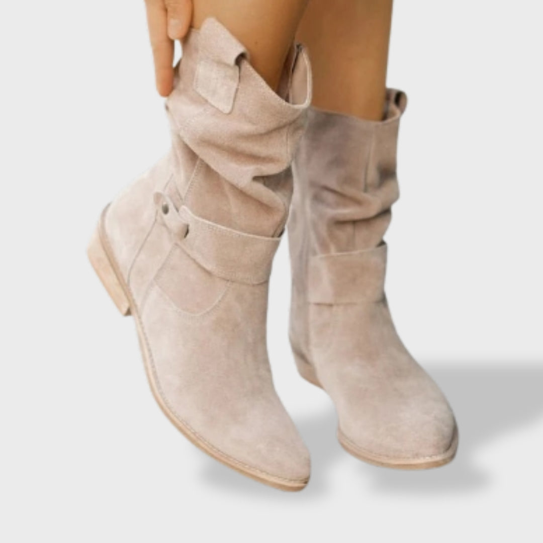 Mia | Round Toe Suede Ankle Boots