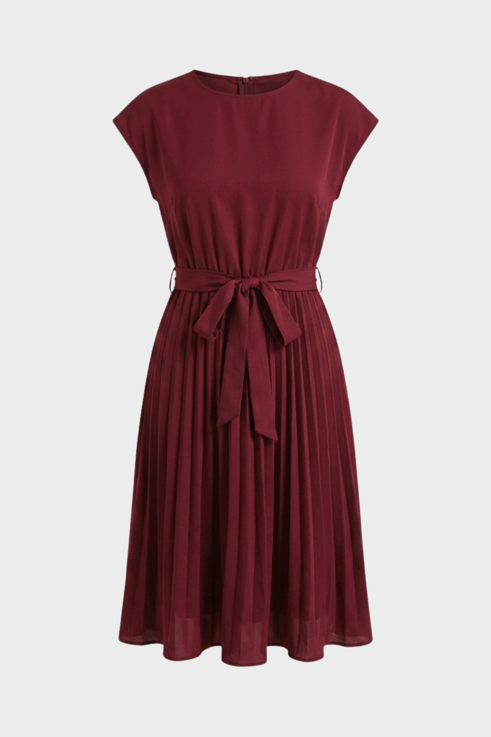Women's Belted Pleated Midi Dress