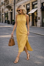 Johanna - Sleeveless Midi Dress Lace Details