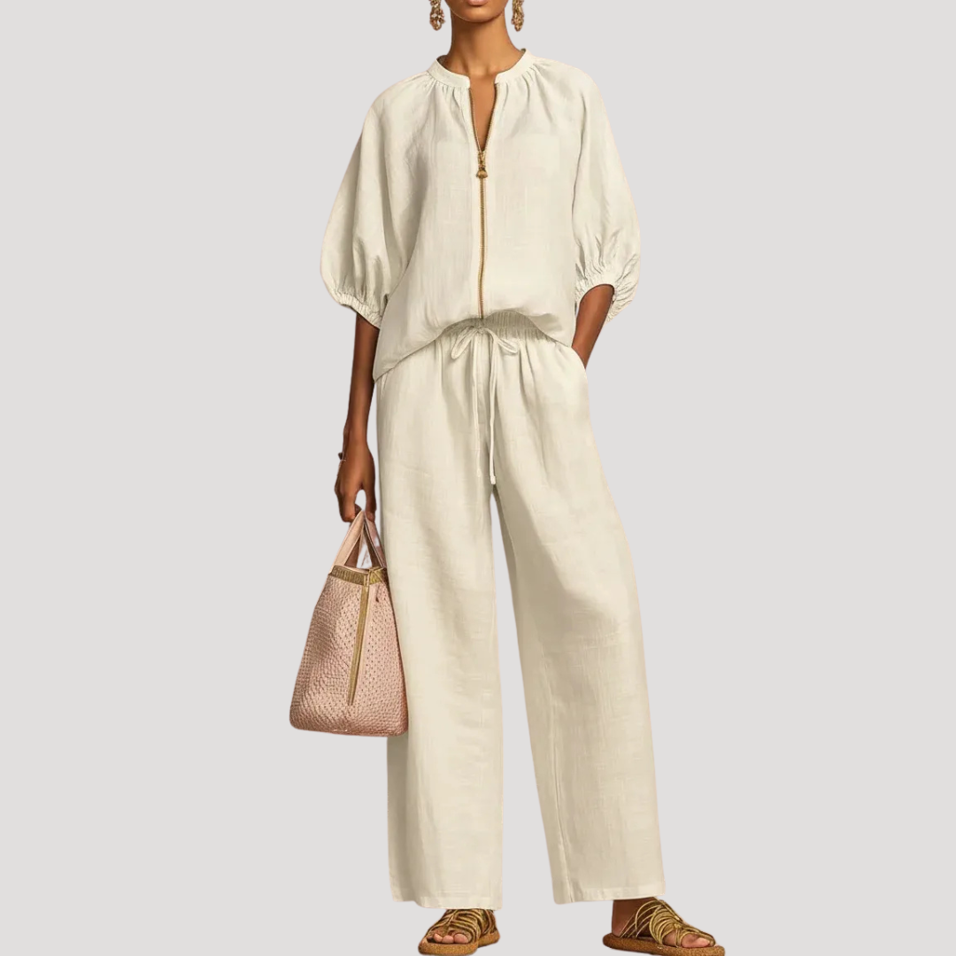 Women's Puff Sleeve Linen Set