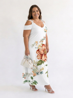 Camila | White Floral Off-Shoulder A-Line Maxi Dress
