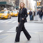 High-waisted women's trousers, flowing and elegant