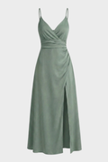 Women's Wrap V-Neck Midi Dress