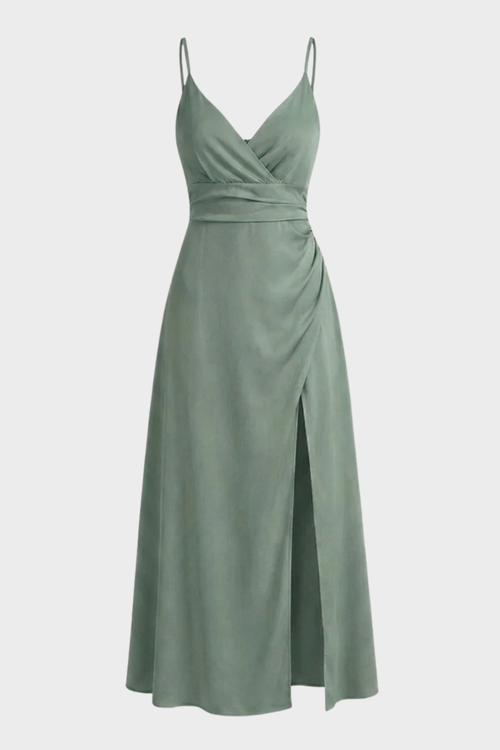 Women's Wrap V-Neck Midi Dress