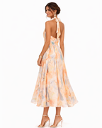 Aurora Watercolour Print Halter Neck Dress