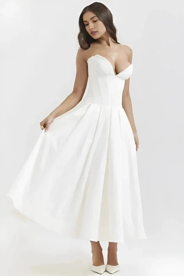 Laarni Off Shoulder Corset Midi Dress
