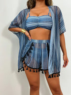 Women's 4-Piece Bikini Set – Cover-Up Shirt, Shorts