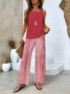 Abigail Two-Piece Set – Sleeveless Blouse, Wide-Leg Pants