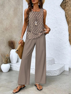 Abigail Two-Piece Set – Sleeveless Blouse, Wide-Leg Pants