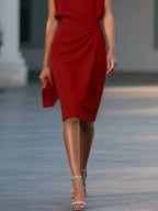 Valentina | Midi dress with side draping for sophisticated charm