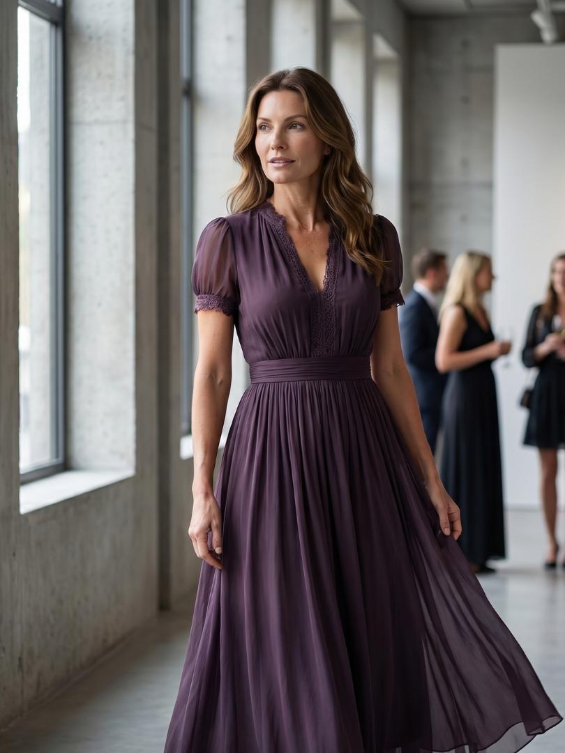 Elia | Graceful Lace Keyhole Maxi Dress