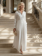 Soft Flow Button-Front Maxi Dress