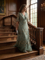 Selora | Elegant Floral Halter Maxi Dress