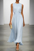 Ella | Fitted Crew Neck Maxi Dress with Back Zipper